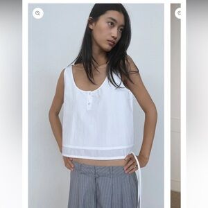 Deiji Layered Poplin Cotton Tank Top